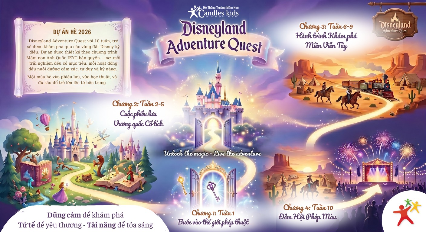 Disneyland Adventure Quest 2026: Hành Trình Mùa Hè Cực Kỳ Lý Thú Tại Candles Kids